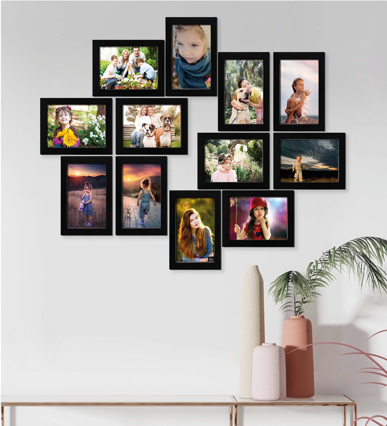 Black Synthetic Wood Harper Indivisual (Set Of 12)) Wall Hanging Collage Photo Frames
