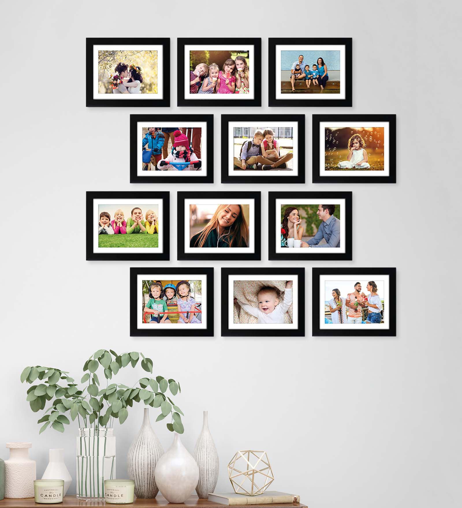 Black Synthetic Wood Mia Indivisual (Set Of 12)) Wall Hanging Collage Photo Frames