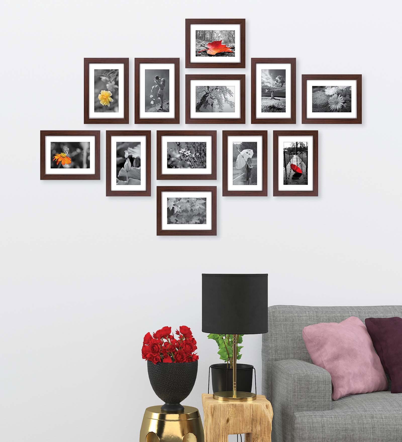 Buy Indivisual (Set Of 12) Brown Synthetic Wood Collage Photo Frames at ...