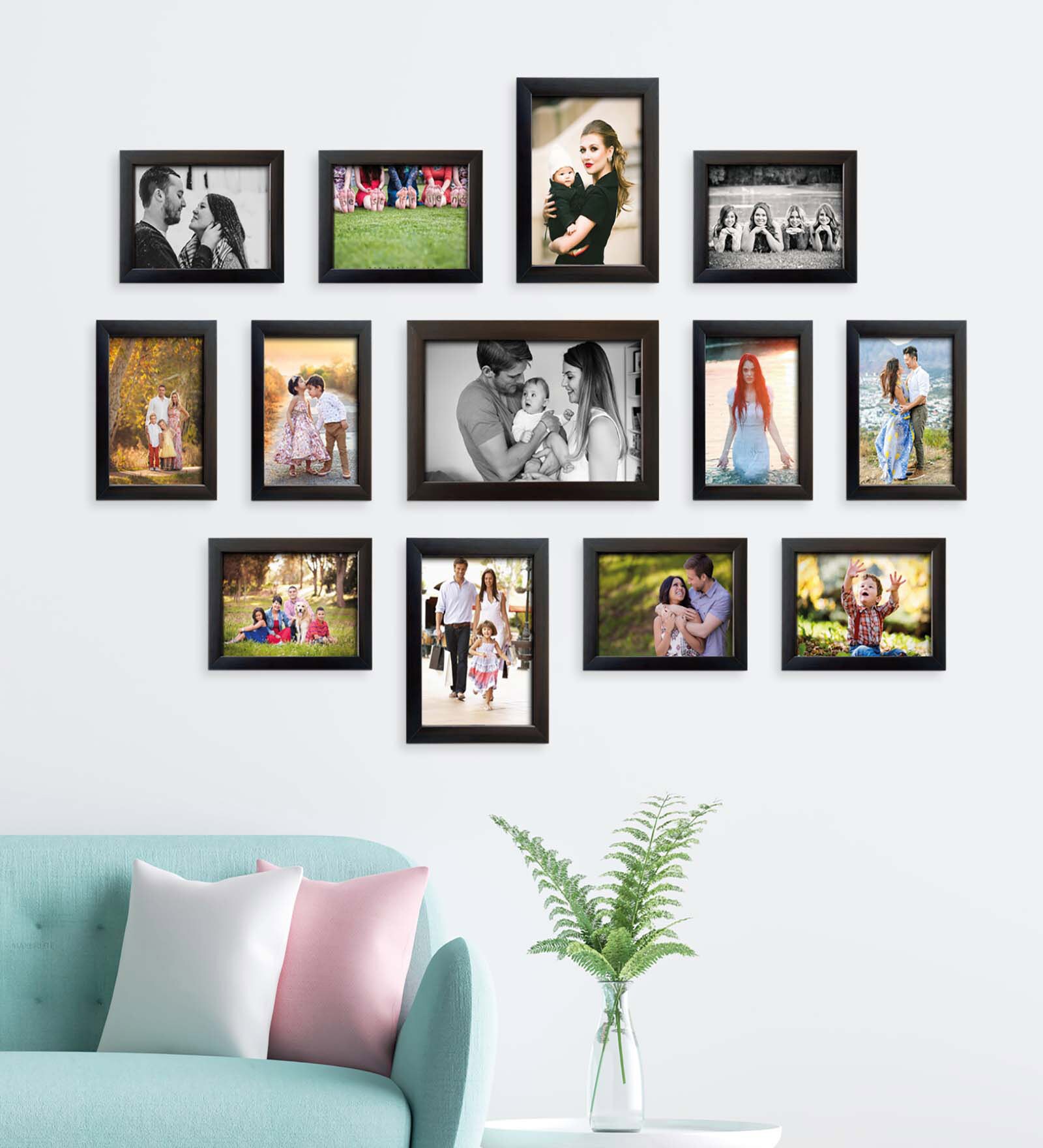 Buy Bella Indivisual (Set Of 13) Brown Synthetic Wood Collage Photo ...