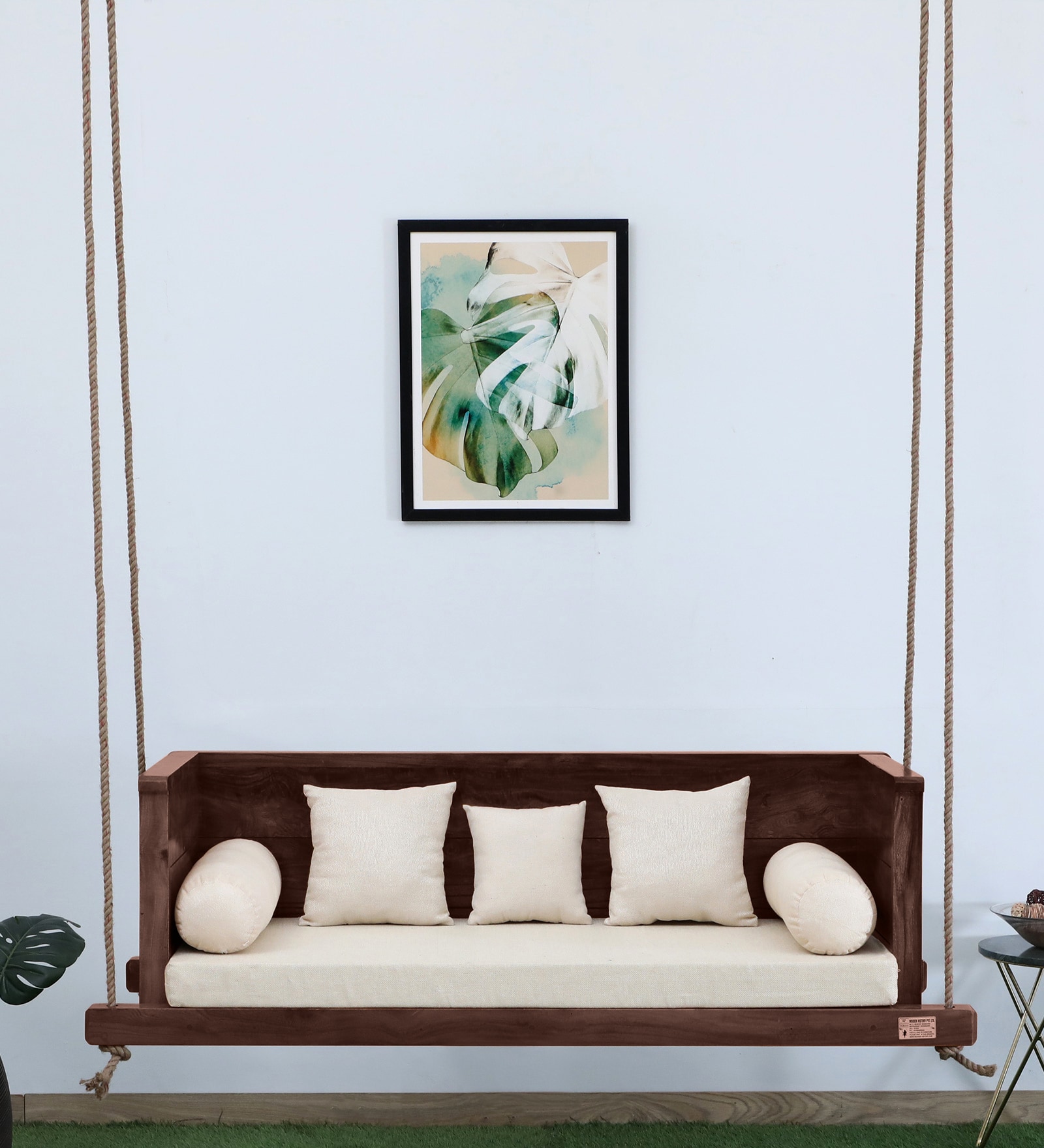 Indore Solid Wood Swing In Rosewood Finish