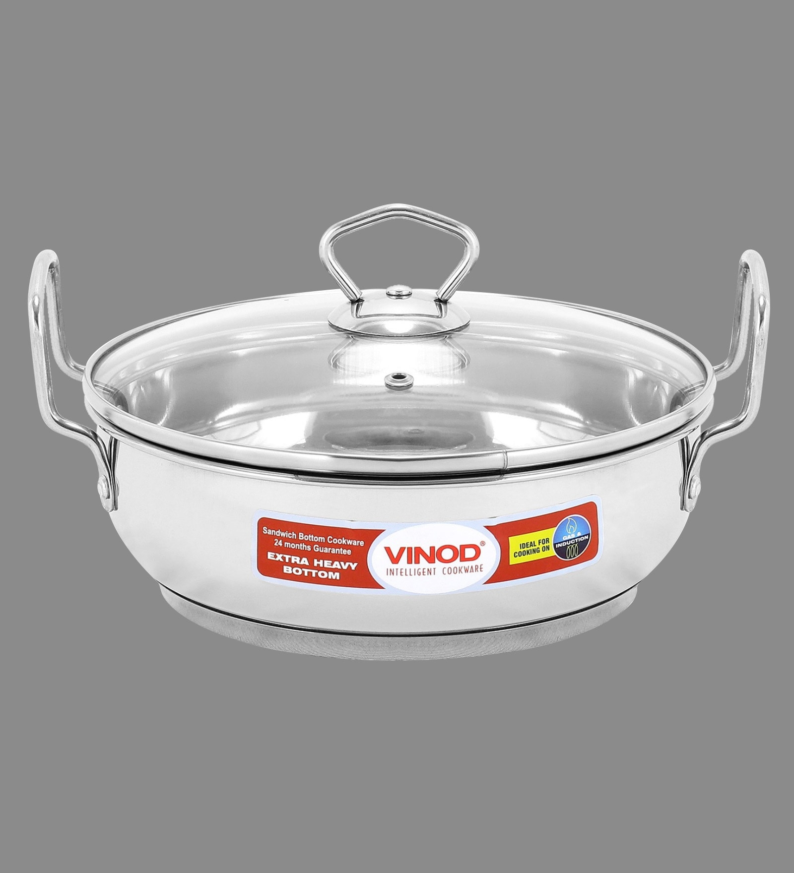 Buy Induction Base Stainless Steel Kadai With Lid, 20 Cm, 2 Ltr By