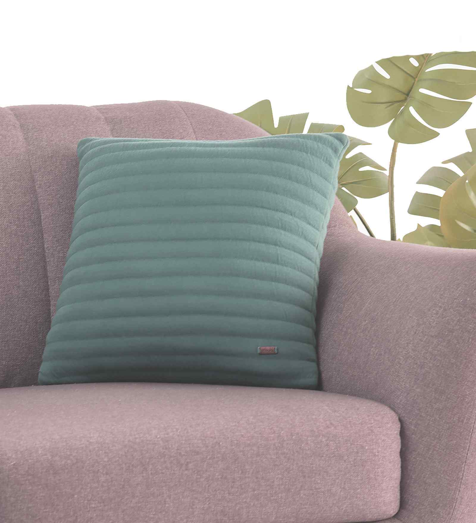 Indus Blue Shell 100% Cotton 18X18 Inches Knitted Cushion Cover With Filler