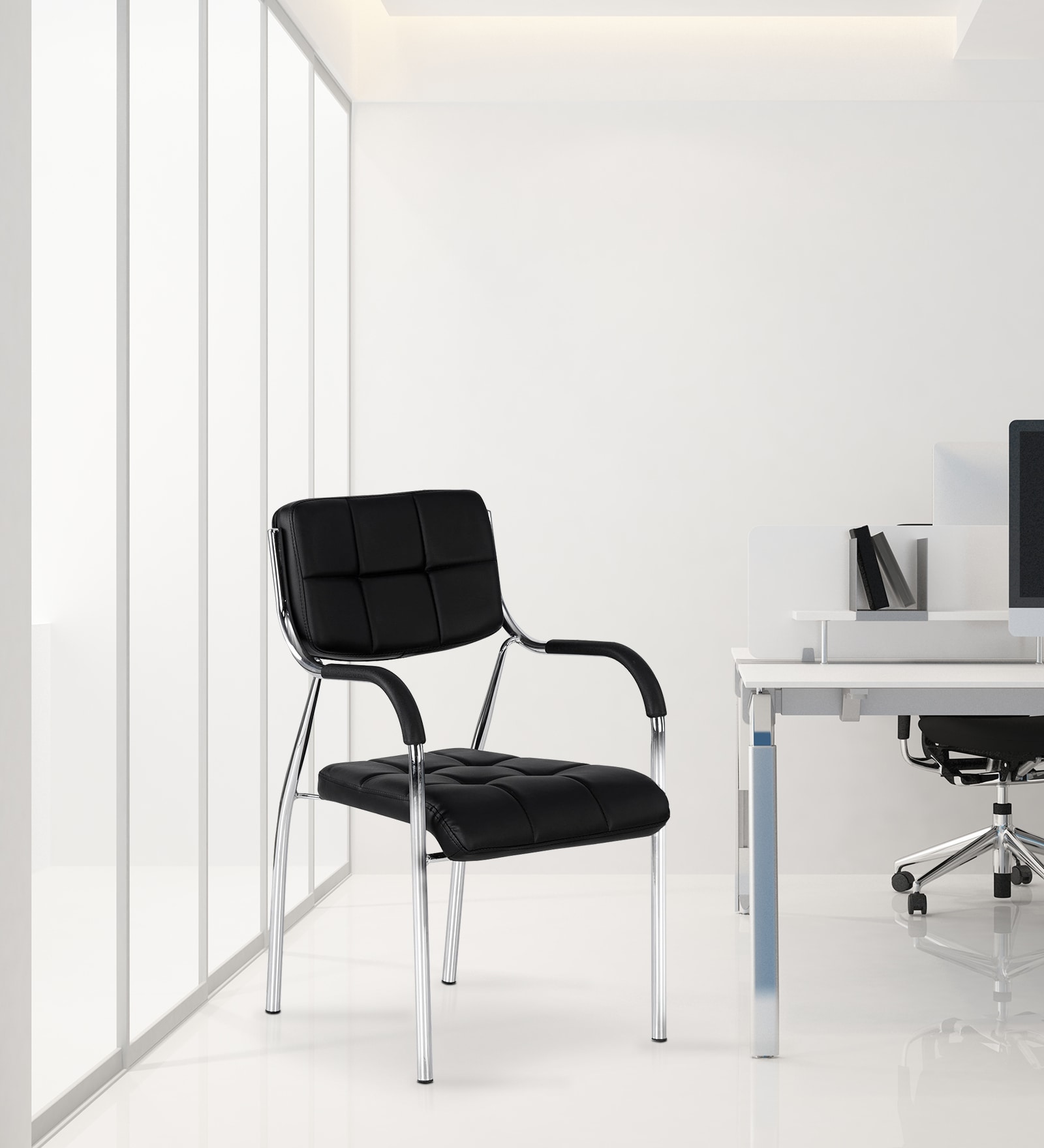 Indus Leatherette  Ergonomic Chair in Black Colour