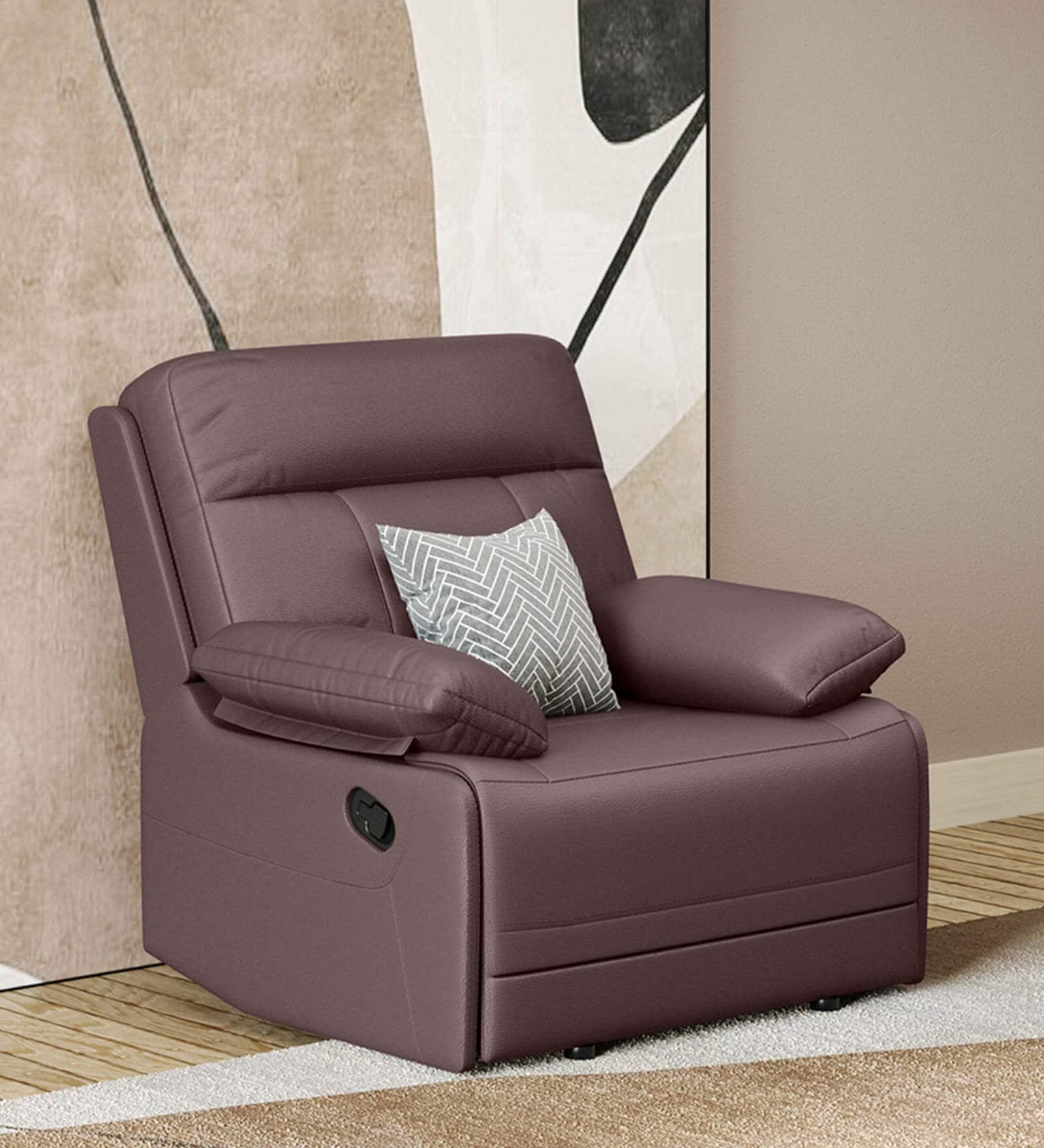 Indus Leatherette 1 Seater Recliner In Burgandy Colour Indus Leatherette 1 Seater Recliner In Burgandy Colour