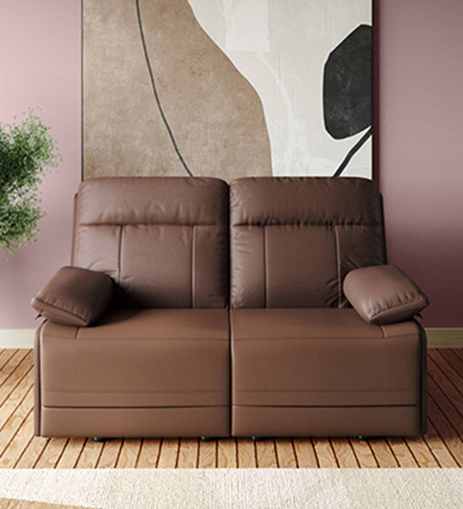 Indus Leatherette 2 Seater Recliner In Burgandy Colour Indus Leatherette 2 Seater Recliner In Burgandy Colour