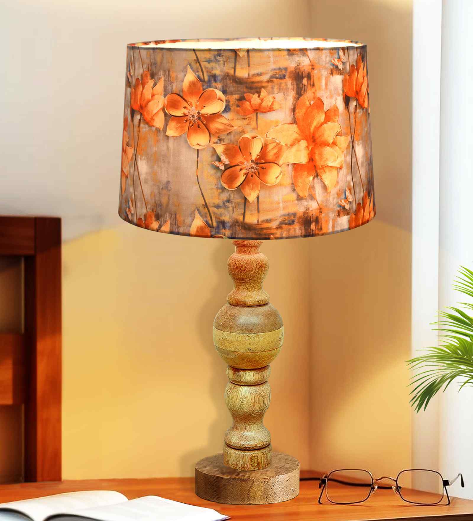 Industrial Wood Bubble Bedside Table Lamp