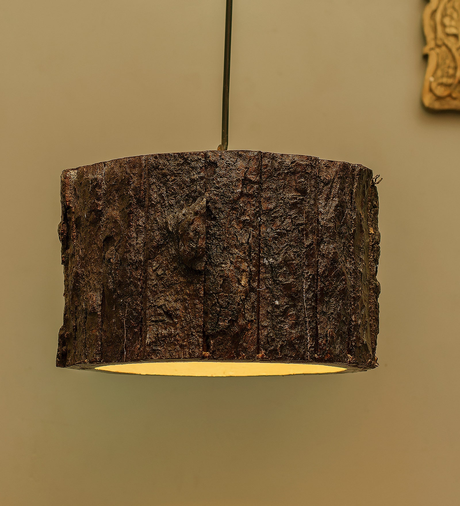 Inky Brown Wood Hanging Light