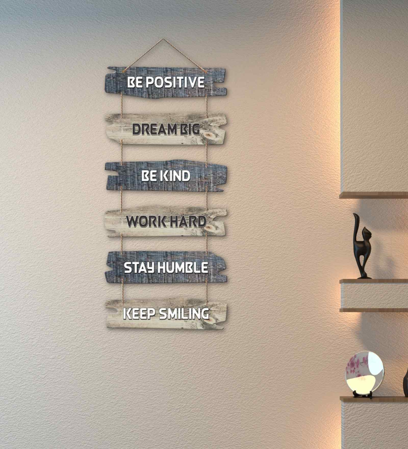 Inspirational Quotes Wooden Wall Hanging Decor- Be Positive Kind Dream Big