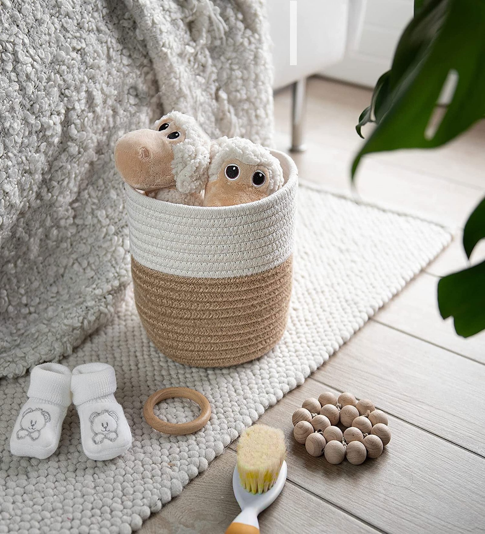 Multicolor Jute Round  6x6 Inch Planter Storage Basket Pack of 1