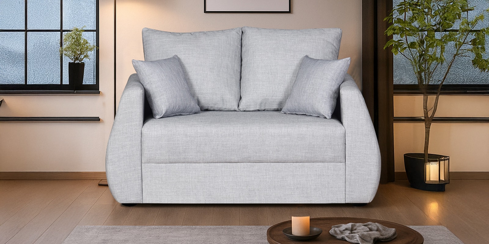 Indigo Fabric 2 Seater Sofa In Royal Grey Colour