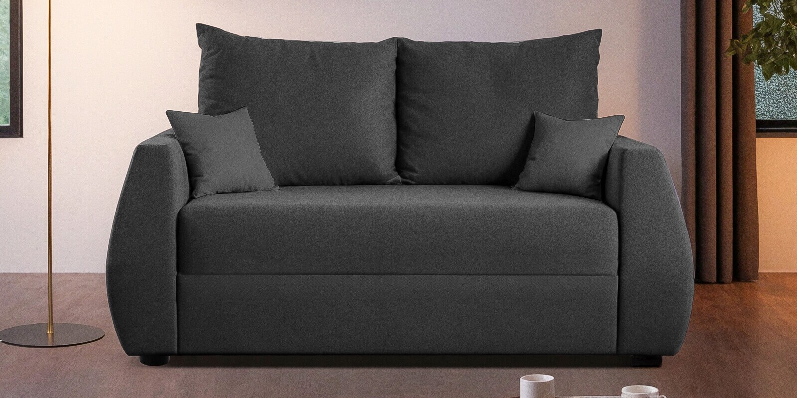 Indigo Fabric 2 Seater Sofa In Titanium Grey Colour