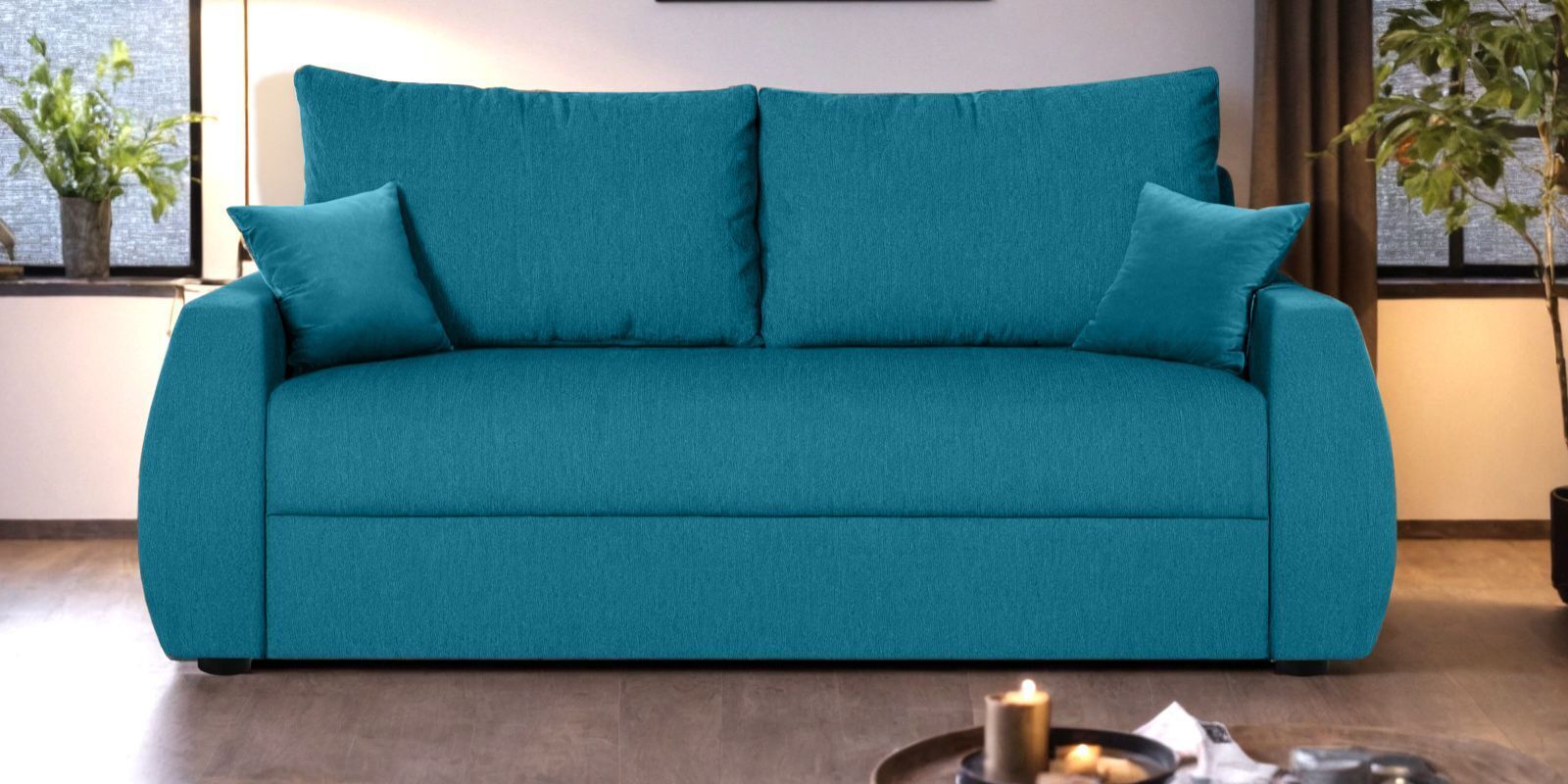 Indigo Fabric 3 Seater Sofa In Blue Colour