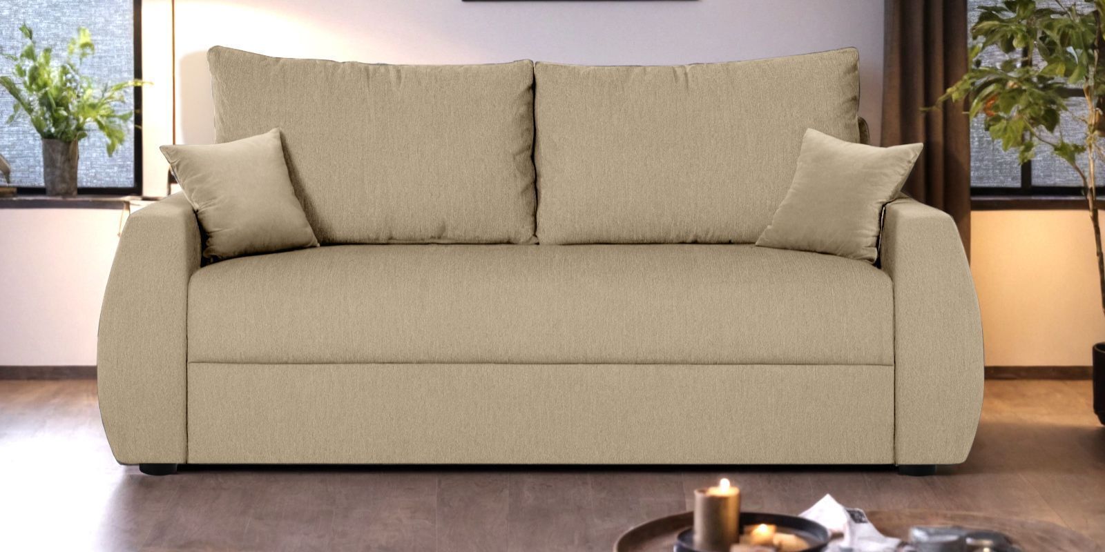 Indigo Fabric 3 Seater Sofa In Creamy Cashmere Colour