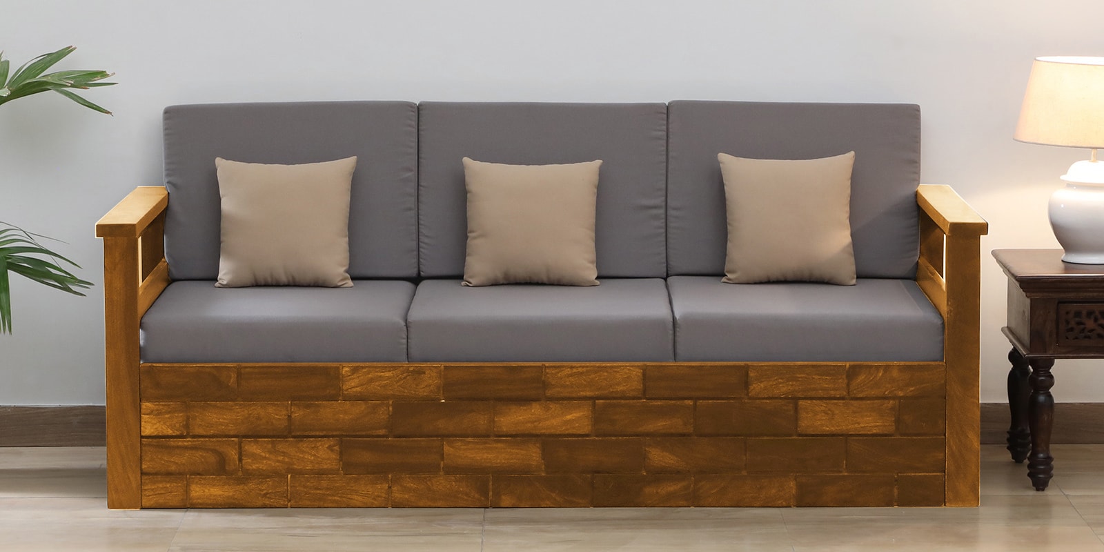 Buy Indus Sheesham Wood 3 Seater Sofa In Rustic Teak Finish at 11 OFF