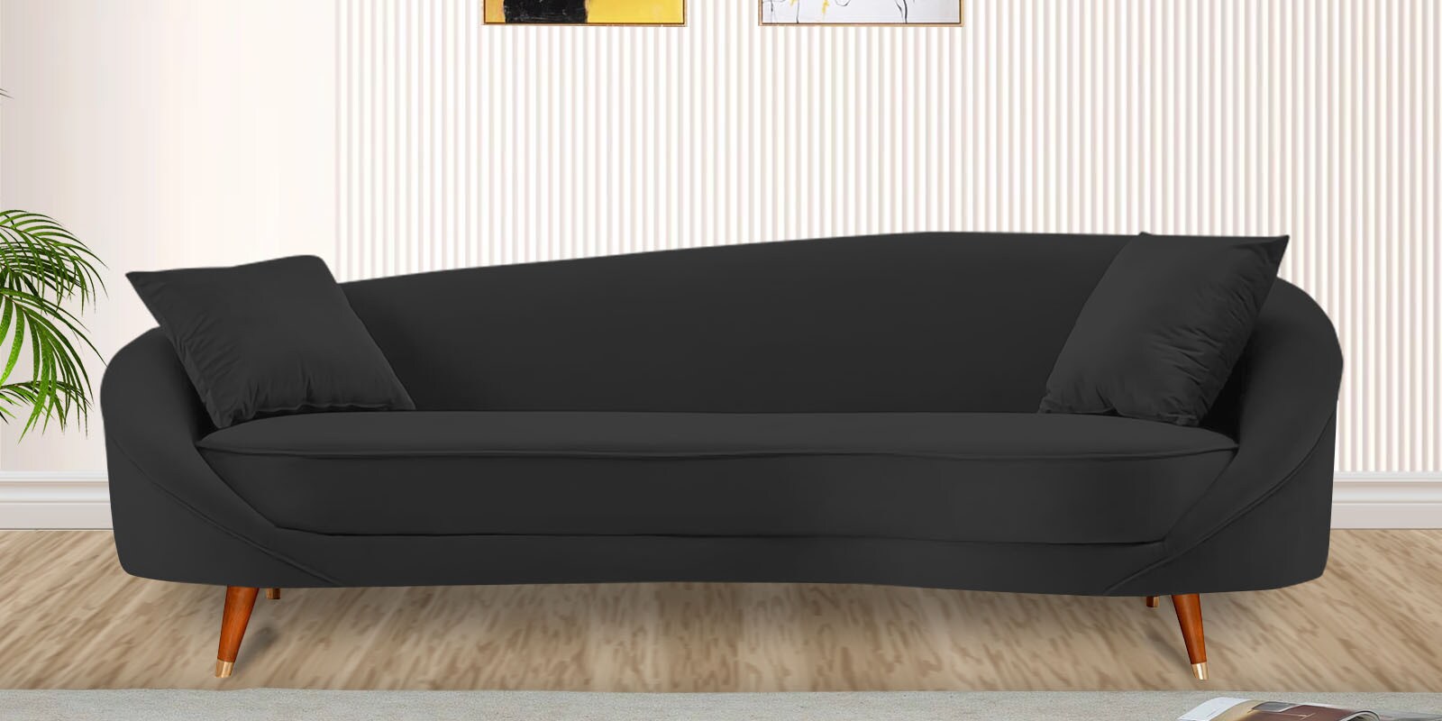 Indus Velvet 3 seater sofa in Grey colour