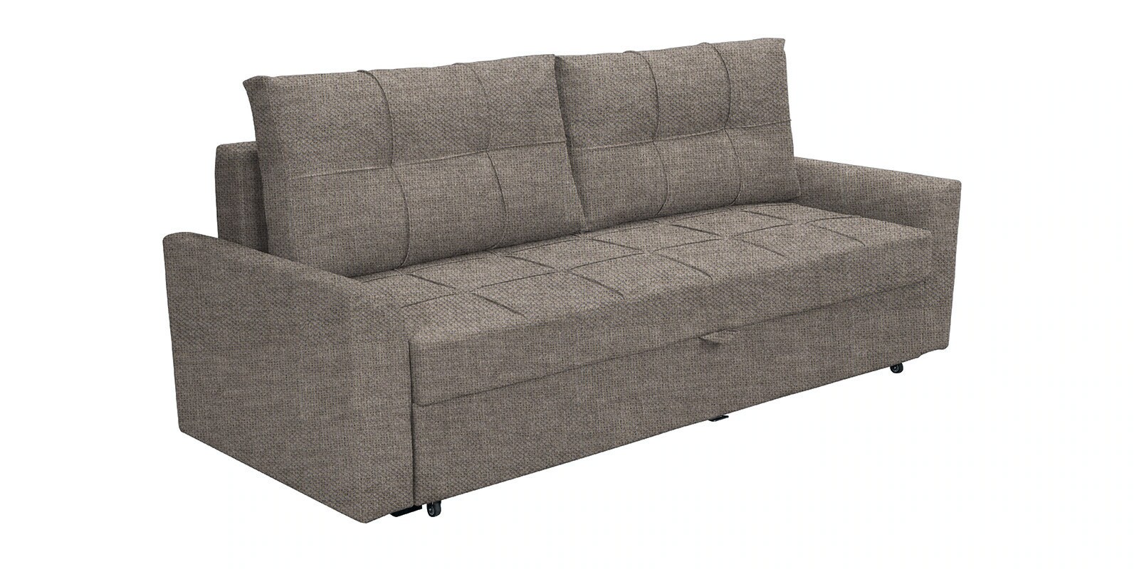 Ines Chenille Fabric Pull Out Sofa Cum Bed In Ash Grey Colour With Storage