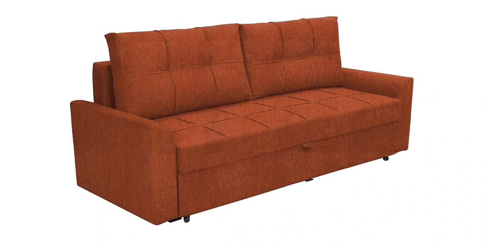 Ines Chenille Fabric Pull Out Sofa Cum Bed In Orange Color With Storage Ines Chenille Fabric Pull Out Sofa Cum Bed In Orange Color With Storage