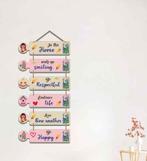 In This Home Wake Up Smiling Wooden Wall Hanging