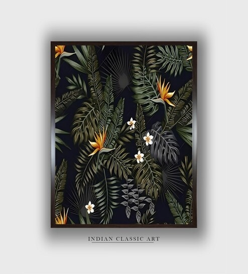 Tropical Forest Jungle Canvas Framed Wall Painting