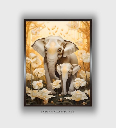 Elephant Canvas Framed Wall Painting
