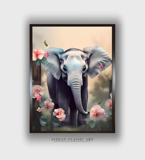 Elephant Canvas Framed Wall Painting