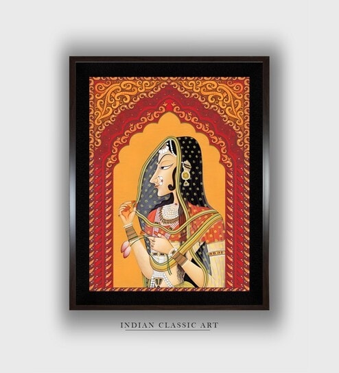 Indian Pichwai Folk Canvas Framed Wall Painting