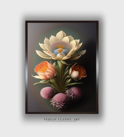 Pink Floral And Botanical Canvas Framed Wall Painting