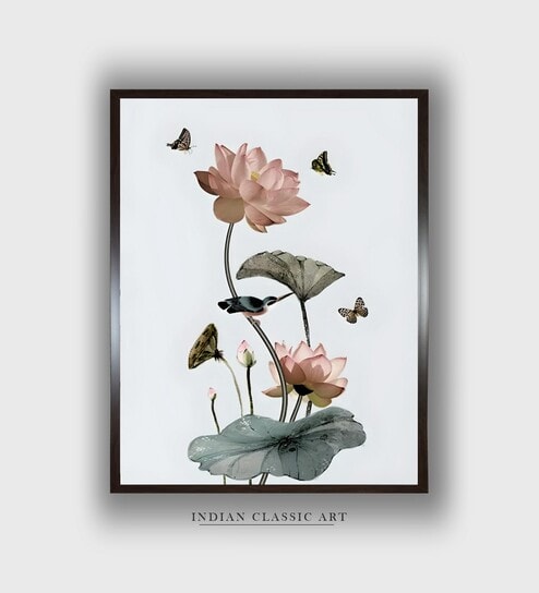 Pink Floral And Botanical Canvas Framed Wall Painting