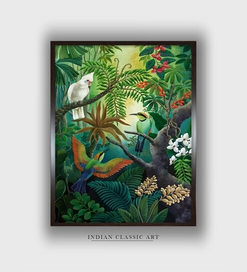 Blue Birds Canvas Framed Wall Painting