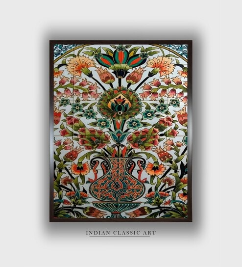Pichwai Floral Canvas Framed Wall Painting