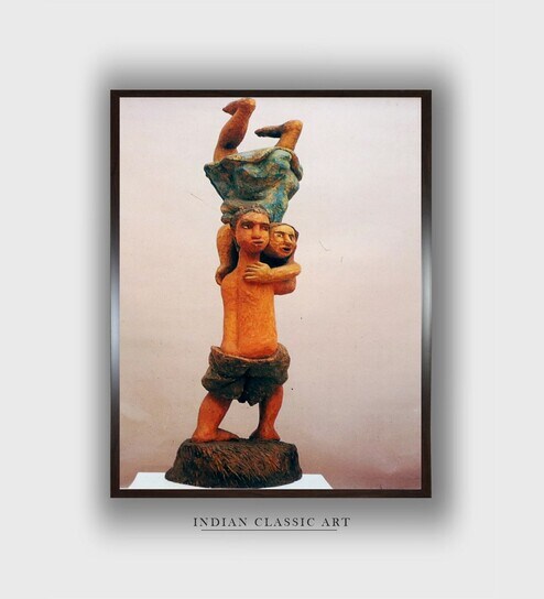 Indian Folk Art Canvas Framed Wall Painting