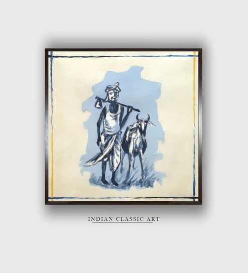 Indian Folk Art Canvas Framed Wall Painting