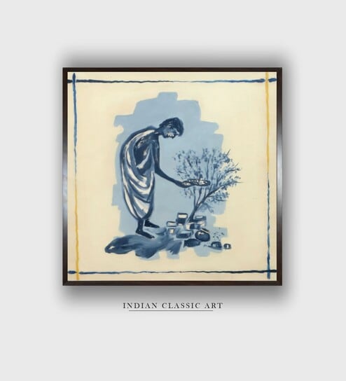 Indian Folk Art Canvas Framed Wall Painting