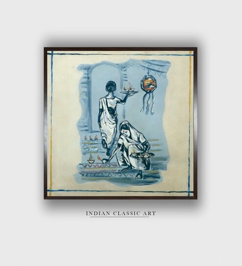 Indian Folk Art Canvas Framed Wall Painting