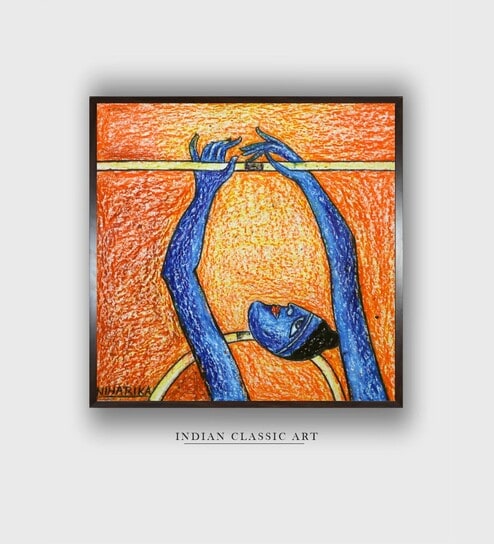 Indian Folk Art Canvas Framed Wall Painting