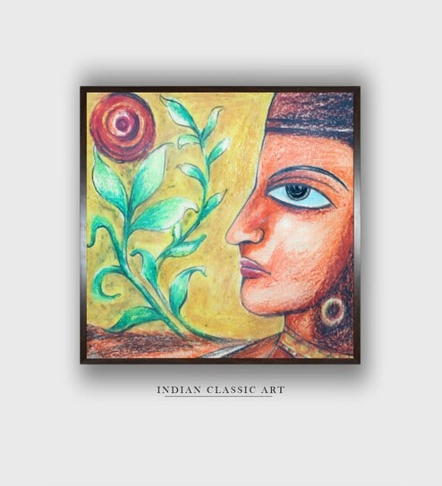 Indian Folk Art Canvas Framed Wall Painting