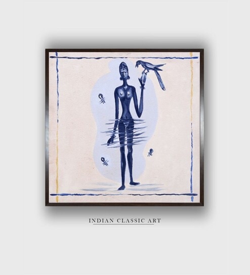 Indian Folk Art Canvas Framed Wall Painting