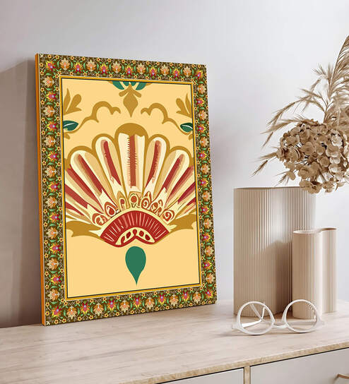 Indian Folk Wall Art Canvas Painting,Floral Pattern,Home Decor, Wall Decoration