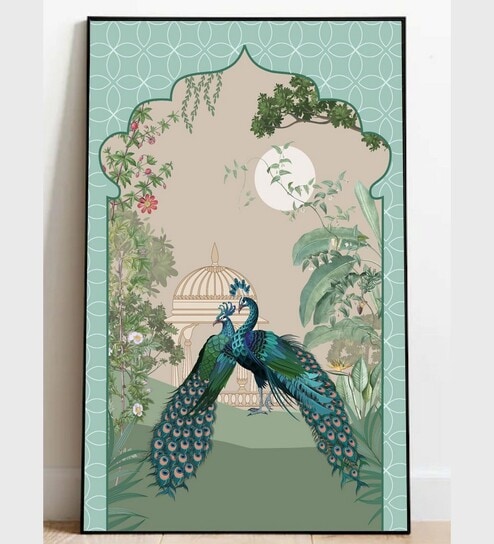 Indian Peacock Floral Pichwai Painting