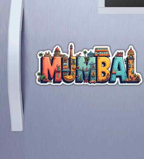 Mumbai Theme Wooden Fridge Magnet for Refrigerator