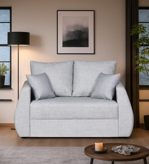 Indigo Fabric 2 Seater Sofa In Royal Grey Colour