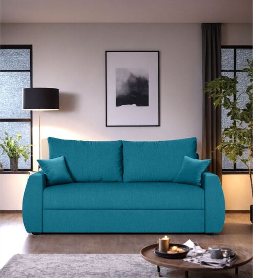 Indigo Fabric 3 Seater Sofa In Blue Colour