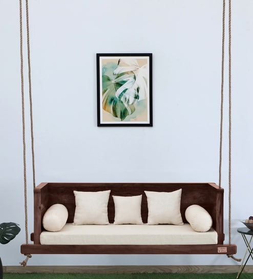 Indore Solid Wood Swing In Rosewood Finish