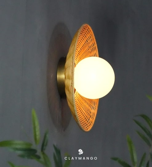 Induka Unique handmade Woven Wall Sconce Light, Natural/Bamboo Wall Sconce Light