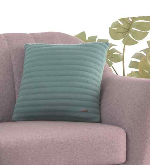 Indus Blue Shell 100% Cotton 18X18 Inches Knitted Cushion Cover With Filler