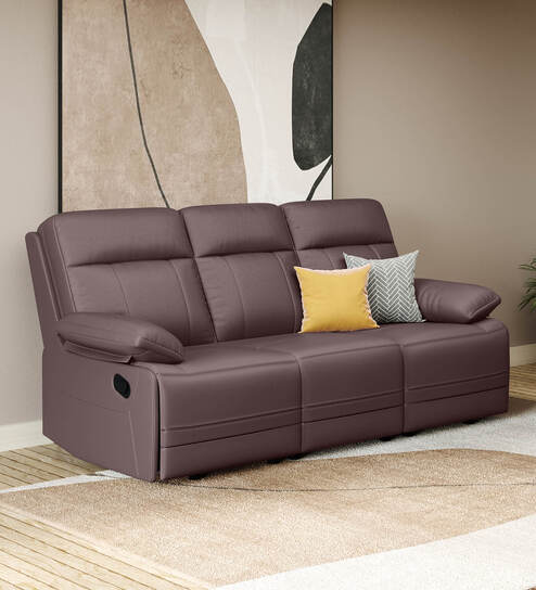 Indus Leatherette 3 Seater Recliner In Burgandy Colour