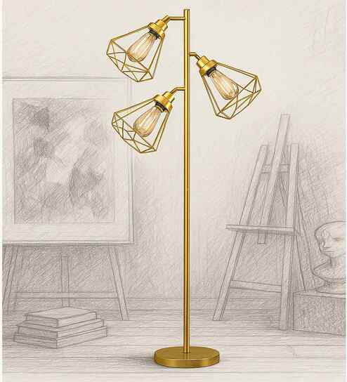 Industrial Tree Golden Floor Lamps