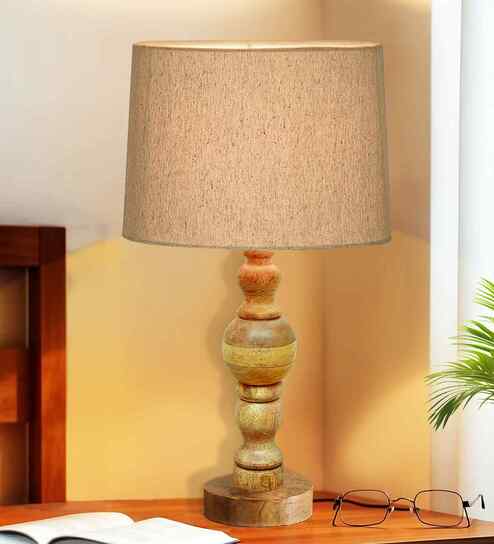 Industrial Wood Bubble Bedside Table Lamp