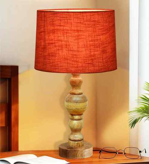Industrial Wood Bubble Bedside Table Lamp